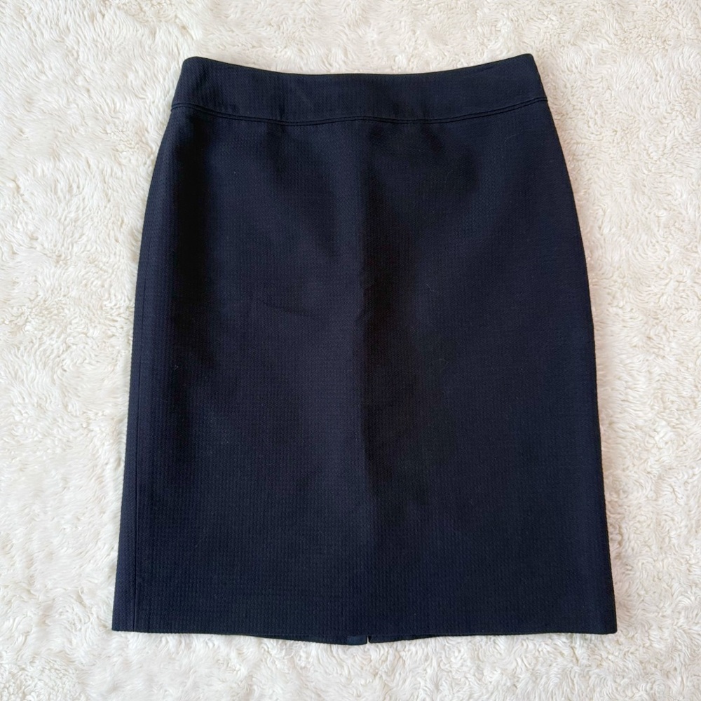 Brooks Brothers Woman Navy Blue Textured Pencil Skirt US6 Classic Office Luxury